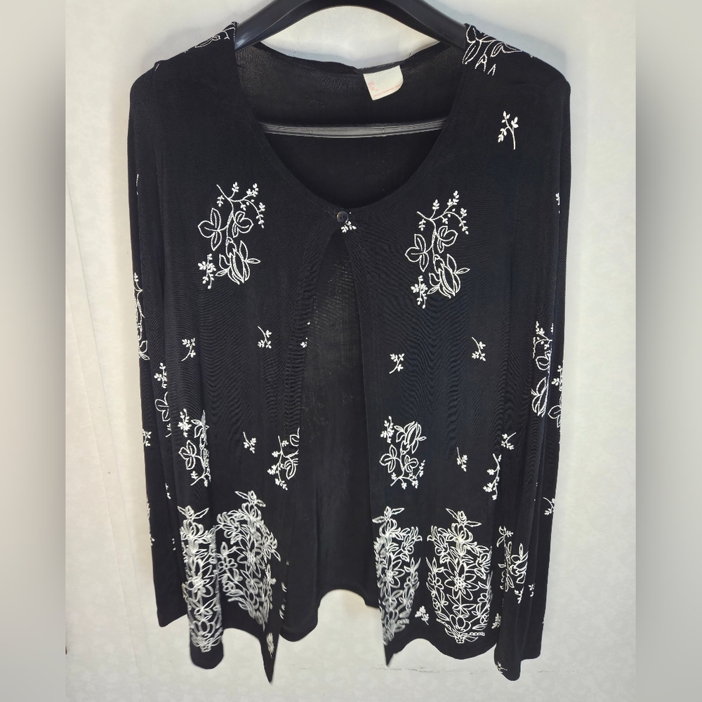 Vintage Marallis Boho Abstract 3D Puff Paint Cardigan Jacket - Plus Size XXL